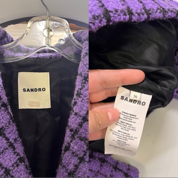 Sandro Simona Purple Tweed Double-Breasted Blazer 36/S/4 - Picture 2 of 10